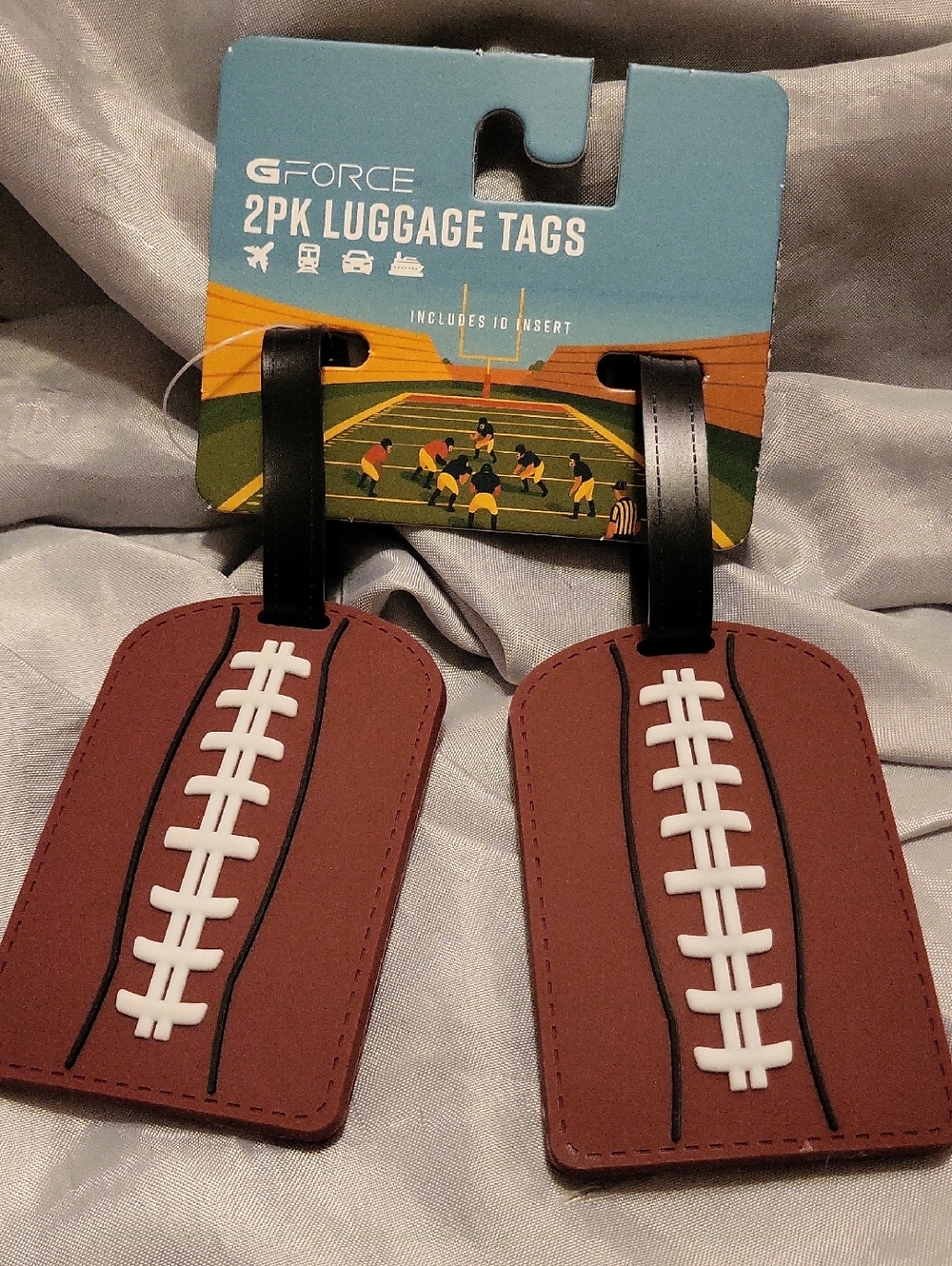 G Force Brown Football Luggage Tags – 2-Pack Brand New Lp S